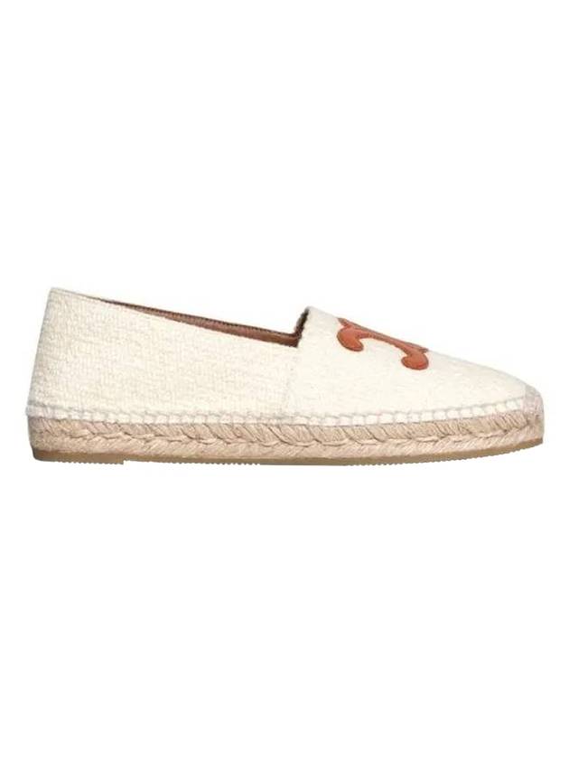 CELINE WoMen's Triomphe Logo Patch Flat Espadrilles Cream