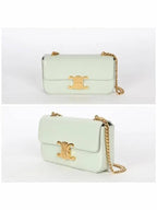 CELINE Triomphe Shiny Calfskin Chain Shoulder Bag Jade