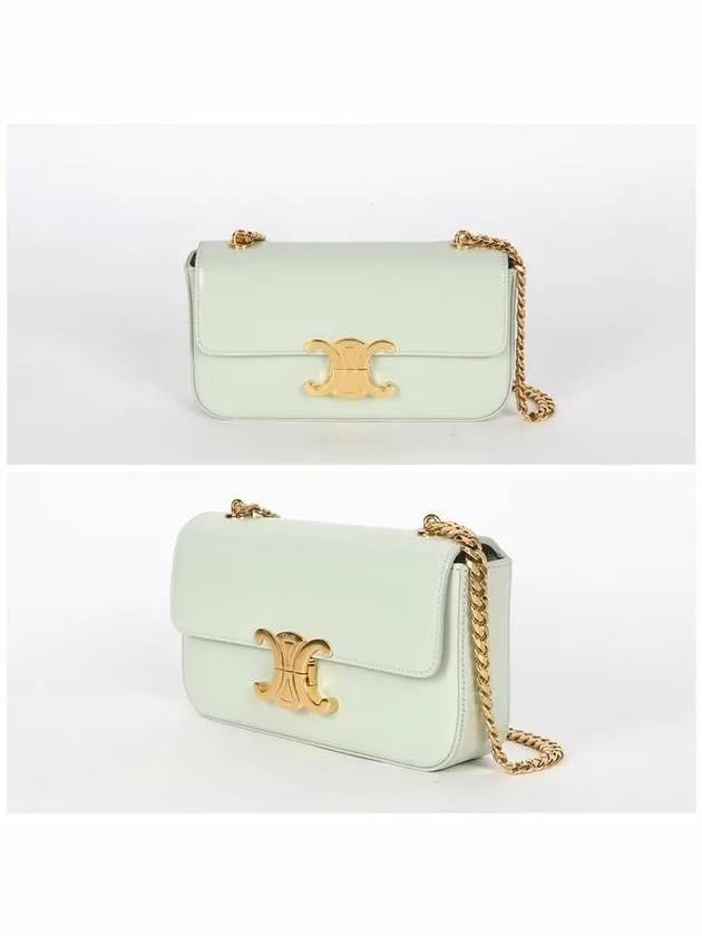 CELINE Triomphe Shiny Calfskin Chain Shoulder Bag Jade