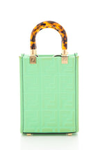 Fendi Green Logo Embossed Sunshine Shopper Handbag