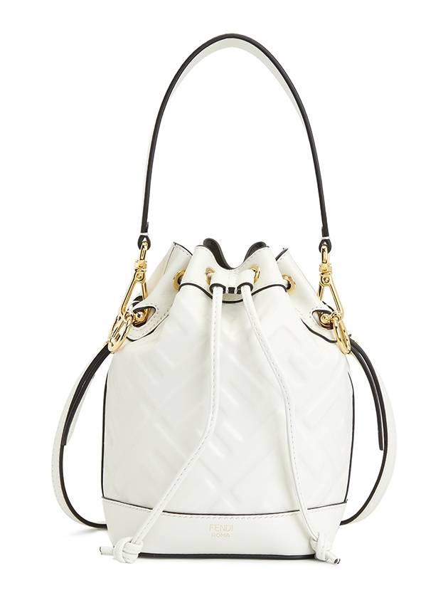 Fendi Mon Tresor FF Motif Leather Mini Bucket Bag White