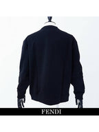 Fendi Embroidered Logo Crew Neck Sweatshirt Black
