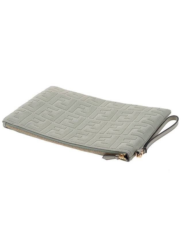 Fendi FF Logo Flat Large Clutch Bag Grey