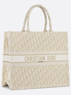 Oblique Embroidery Large Book Tote Bag Blue Dior