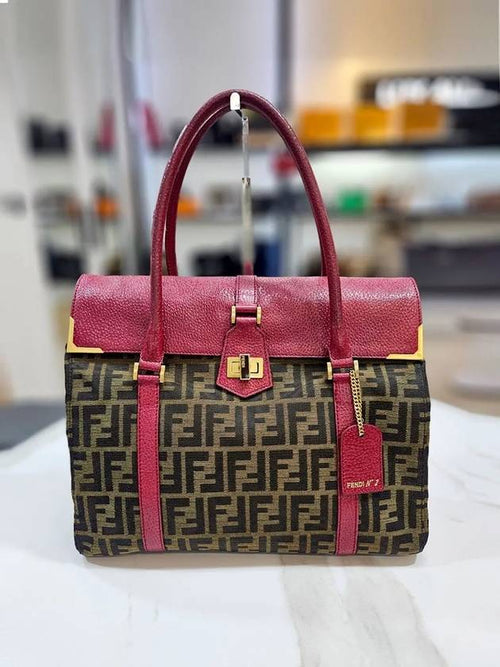 Gucci Fendi Zucca Jagard Linda Satchel Bag