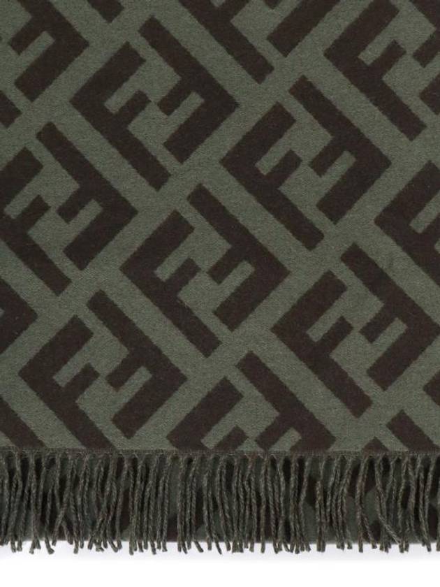 Fendi FF Motif Fringe Cashmere Scarf Green