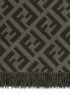 Fendi FF Motif Fringe Cashmere Scarf Green