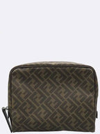 Fendi 7N0116 Brown color PVC FF logo Zucca pouch