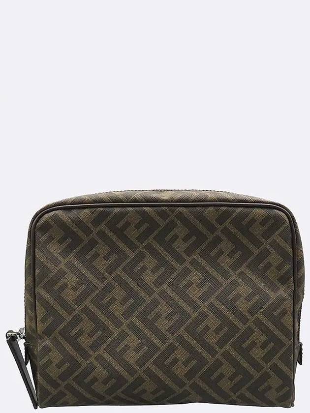 Fendi 7N0116 Brown color PVC FF logo Zucca pouch