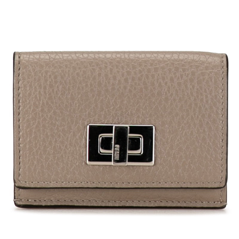 Fendi Picabu Three Fold Wallet Compact Wallet 8M0426 Gr Leather  Fendi