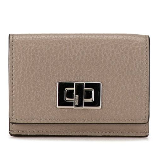 Fendi Picabu Three Fold Wallet Compact Wallet 8M0426 Gr Leather  Fendi