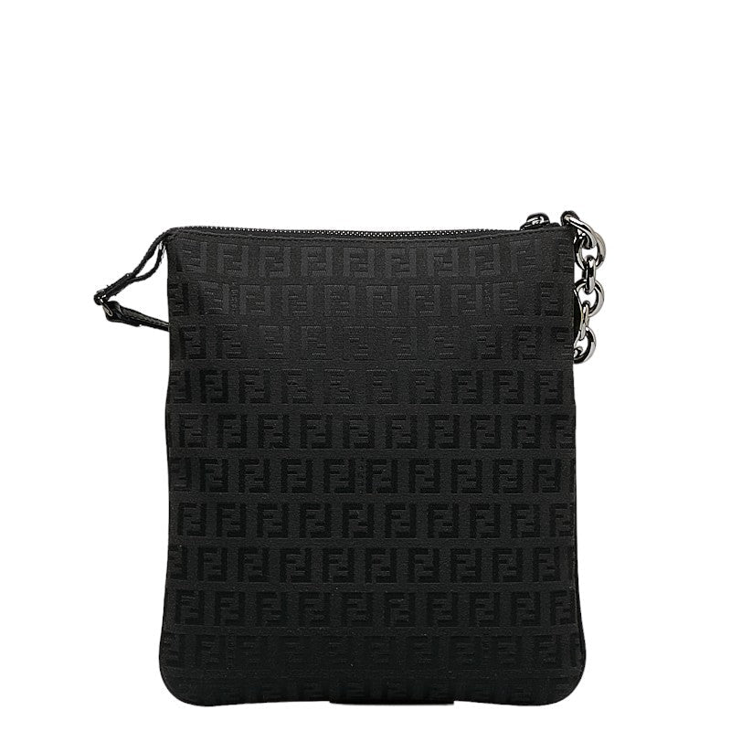 Fendi Zkino Slipper Shoulder Bag 8BT150 Black Canvas Leather Ladies Fendi