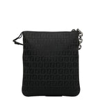 Fendi Zkino Slipper Shoulder Bag 8BT150 Black Canvas Leather Ladies Fendi