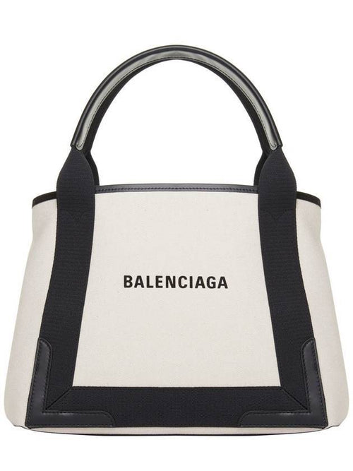 Balenciaga Cabas Logo Canvas Small Tote Bag Black