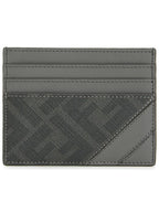 Fendi Diagonal FF Canvas Card Wallet Grey