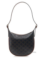 CELINE Heloise Triomphe Small Canvas Calfskin Shoulder Bag Tan