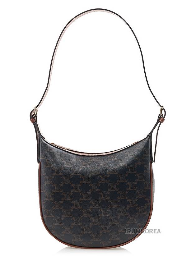CELINE Heloise Triomphe Small Canvas Calfskin Shoulder Bag Tan