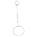 Dior Pearl Embellished Bracelet with Ring in Gold Metal