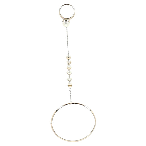 Dior Pearl Embellished Bracelet with Ring in Gold Metal