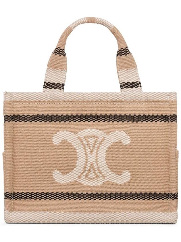 CELINE Small Cabas Thais Stripe Tote Bag Beige