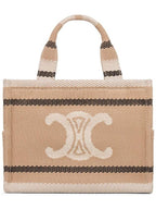 CELINE Small Cabas Thais Stripe Tote Bag Beige
