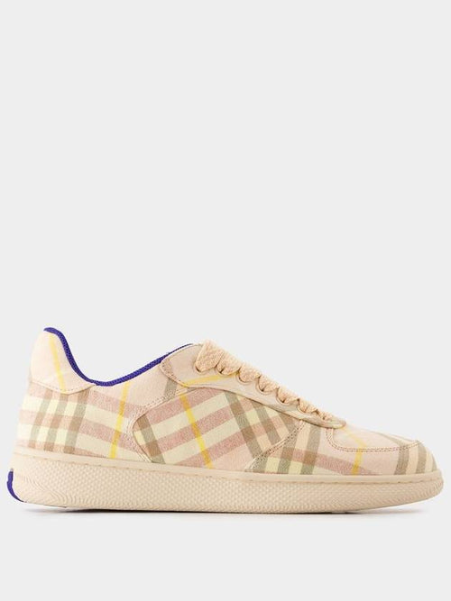 Burberry Terrace Chk Sneakers - Burberry - Linen - Pink