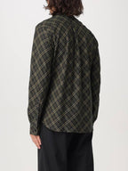 Burberry B Shield Embroidered Check Cotton Long Sleeve Shirt Shadow