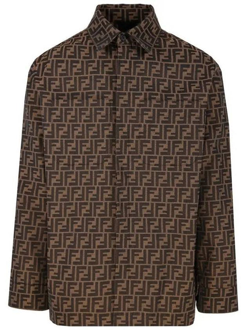 Fendi Men's FF Long Sleeve Shirt Brown