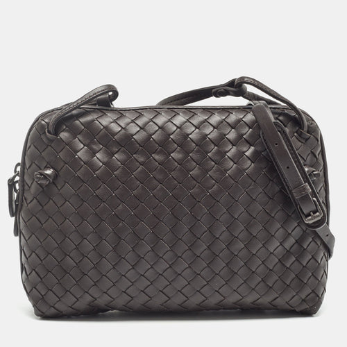 Bottega Veneta Dark Brown Intrecciato Leather Nodini Crossbody Bag