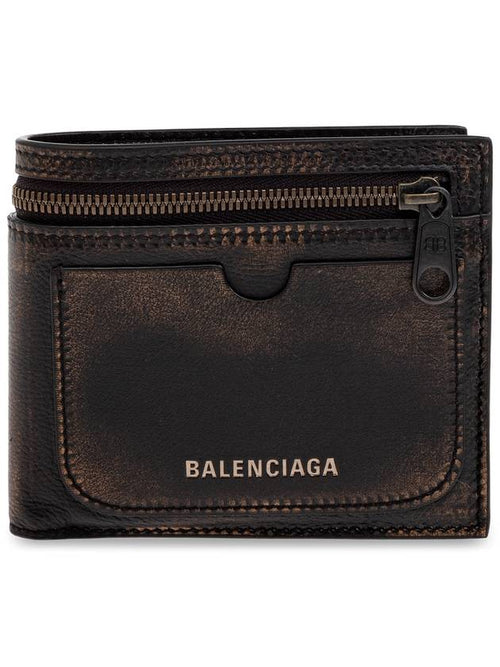 Balenciaga Balenciaga Leather Wallet With Logo, Men's, Brown
