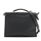 Fendi Seleria Pica Boufit Leather 2WAY Business Bag Black 7VA406