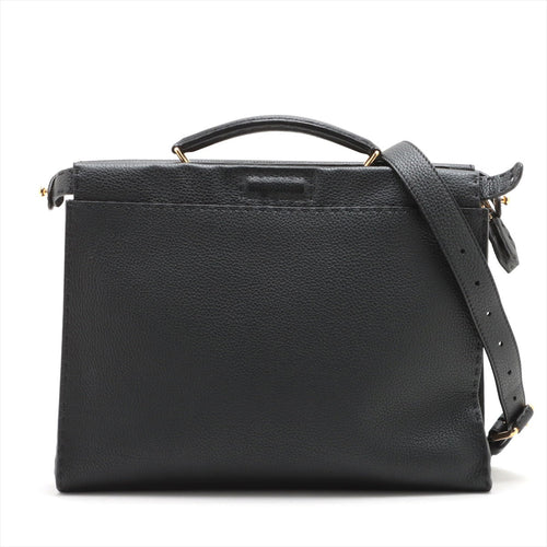 Fendi Seleria Pica Boufit Leather 2WAY Business Bag Black 7VA406