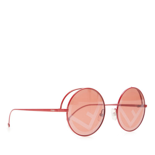 Fendi round metal double bridge Fd logo sunglasses FF 0343/S red metal plastic ladies Fendi