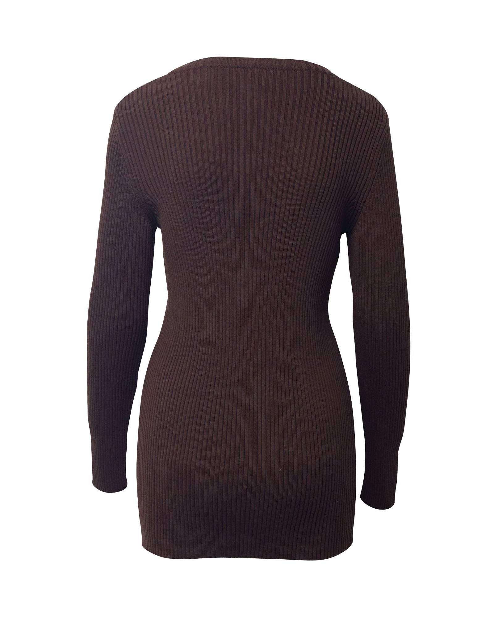 Chloe Cardigan Dress in Brown Wool