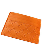 Bottega Veneta Intrecciato Leather Card Wallet Orange