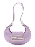 Fendi FF Cookie Mini Satin Hobo Shoulder Bag Lilac