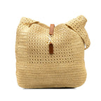 Saint Laurent Hob Bag YSL Logo Cago Shoulder Bag Tote Bag Beige Raffia  Saint Laurent