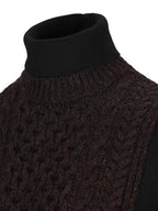 Fendi High Neck Cashmere Midi Dress Dark Purple