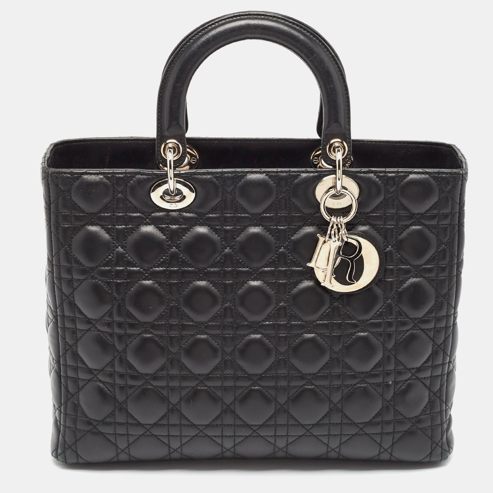 Dior Black Cannage Leather Large Lady Tote