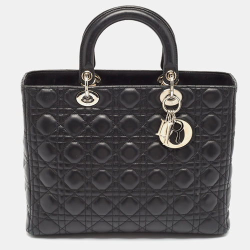 Dior Black Cannage Leather Large Lady Tote