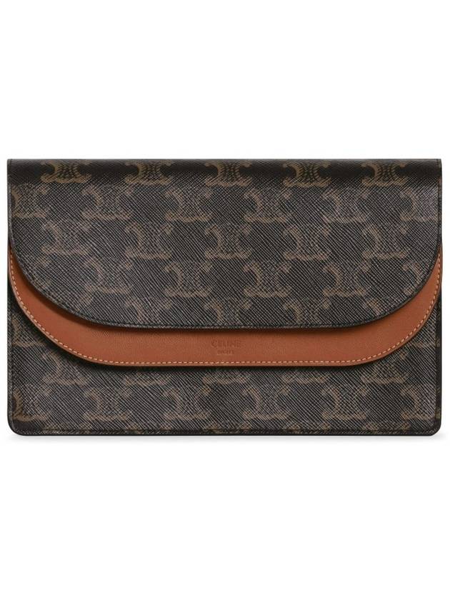 CELINE Triomphe Canvas Calfskin Cross Bag Tan