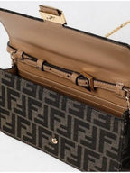 Fendi Baguette FF Fabric Shoulder Long Wallet Brown