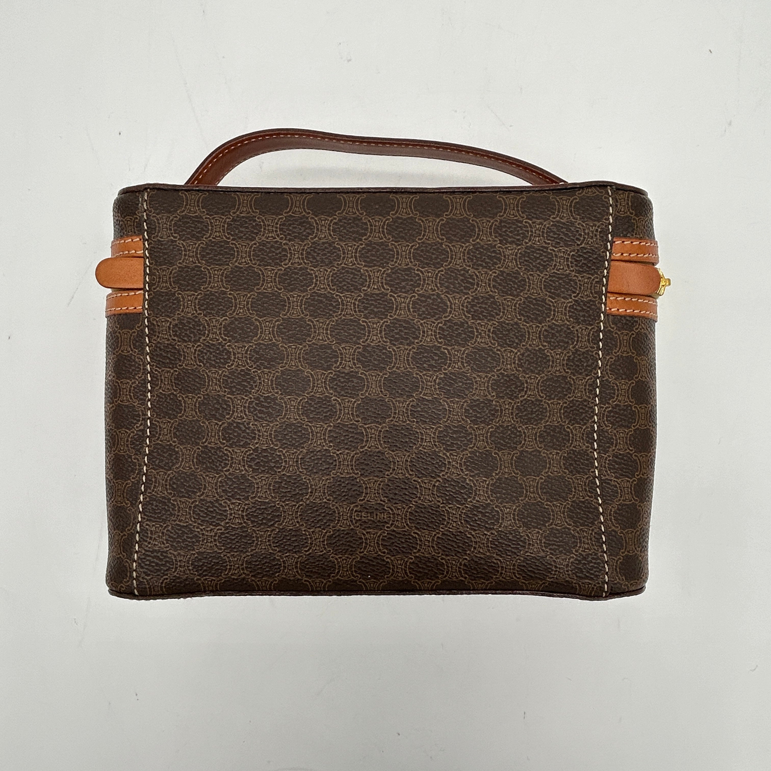 Celine Brown Macadam PVC Leather Handbag