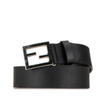 Fendi Leather Logo Buckle Belt Black