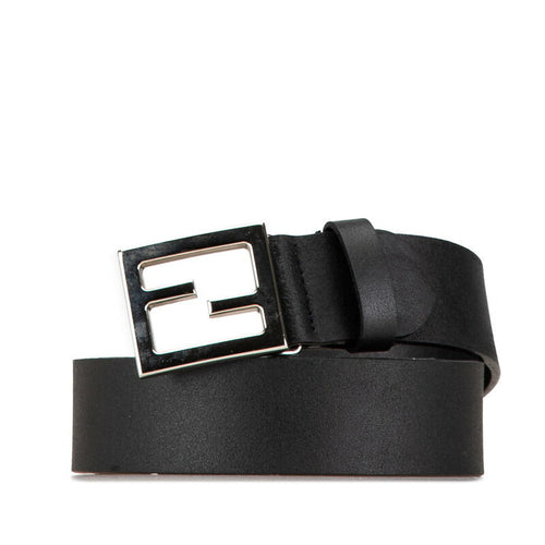Fendi Leather Logo Buckle Belt Black