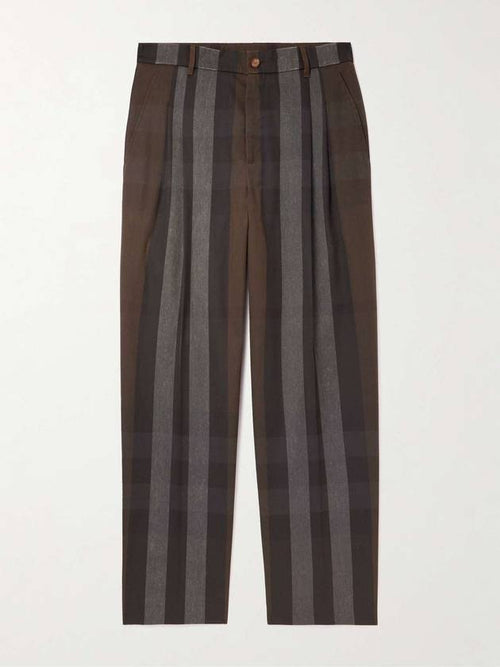Burberry Straight Leg Pleated Check Twill Trousers 8070154 B0080434945
