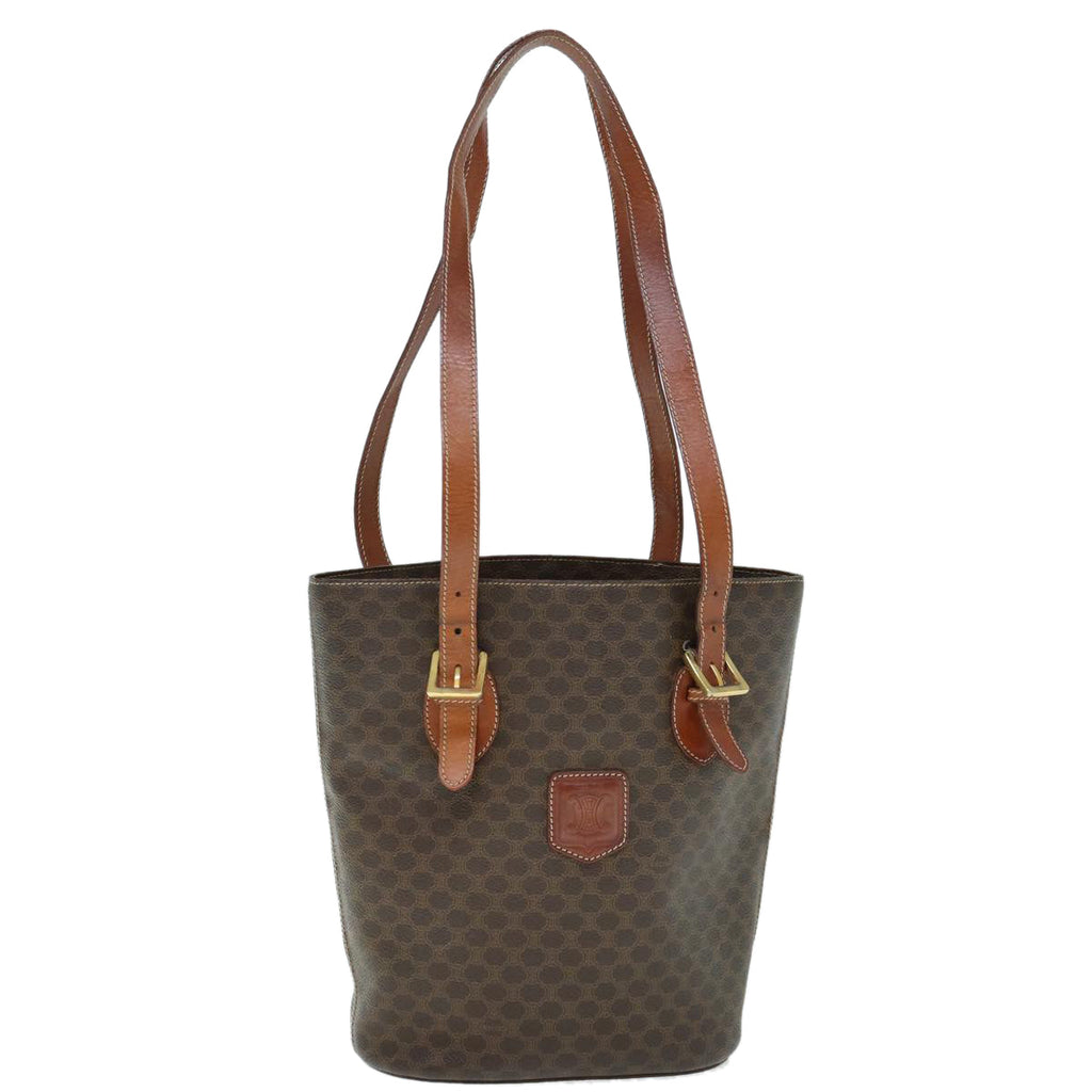 CELINE Macadam Canvas Shoulder Bag PVC Leather Brown  60044