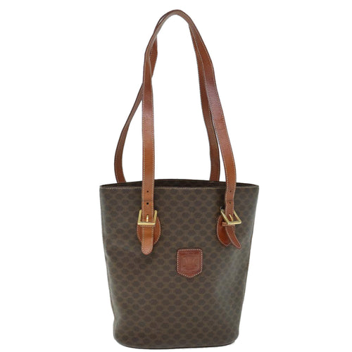 CELINE Macadam Canvas Shoulder Bag PVC Leather Brown  60044