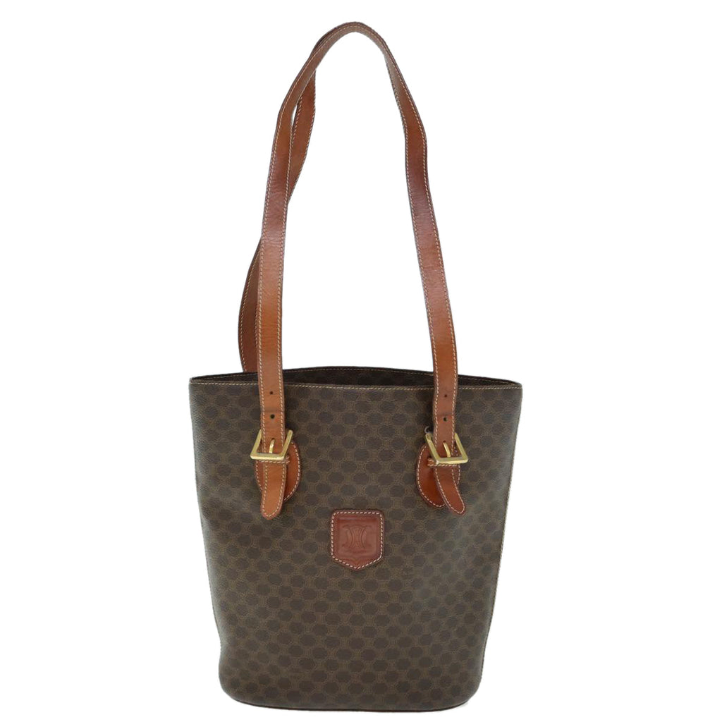 CELINE Macadam Canvas Shoulder Bag PVC Leather Brown  60044