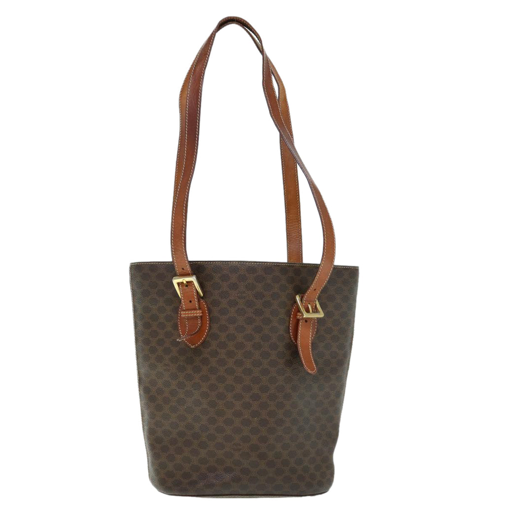 CELINE Macadam Canvas Shoulder Bag PVC Leather Brown  60044